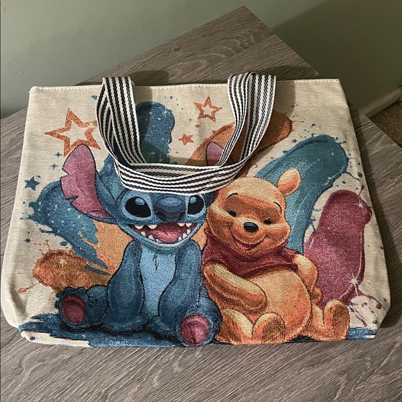 Canvas Tote Bag with Stitch and Pooh - Picture 2 of 3